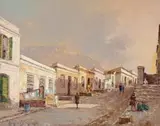 Carlo Sdoya, Street Scene in Cape Town, oil on board