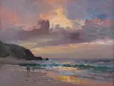 Errol Boyley, Beach Scene, oil on canvas laid down on board