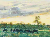 Wildebeest, Kruger N. Park by Zakkie Eloff, oil on canvas, offered Jun 2025