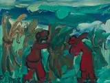 Frans Claerhout, Harvesters, oil on board