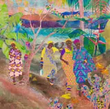 Catherine Paynter, Figures and Birds, oil on canvas