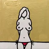 Richard Scott, Golden Boobs, My Girls Series, impasto and acrylic on canvas