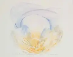 Patricia Pierce-Atkinson, Abstract Composition in Yellow, Blue and Purple, mixed media on paper