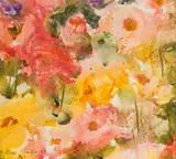 Alice Elahi, Floral Abstract in Pink, Yellow and Green