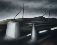 John (Jfc) Clarke, Road Block II, pastel on paper