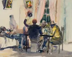 Durant Sihlali, Drinking at Home, watercolour on paper
