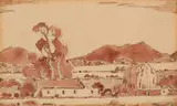 Homestead by Jacobus Hendrik Pierneef, watercolour and pencil on paper, sold Jun 2025