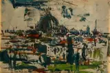 Otto Klar, Cityscape, oil on paper