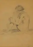 Maggie Laubser, Seated Figure, pencil on paper