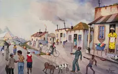 Phaswane David Mogano, T. Ship Scene N.T.V.L., watercolour on paper