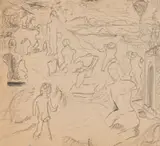 Alexis Preller, Wounded Sculpture, pencil on paper
