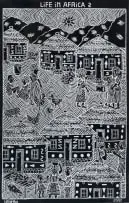 Lucas Bambo, Life in Africa 2, linocut on paper