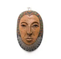 Ann Marais, Mask, painted and glazed ceramic