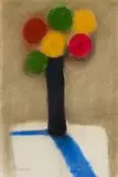 Abstracted Flowers in a Vase by Pieter van der Westhuizen, pastel on paper, offered Jun 2025
