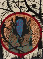 Dikgwele Paul Molete, Twisted Practice, colour linocut on handmade cotton paper with pigment pulp
