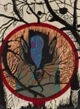 Dikgwele Paul Molete, Twisted Practice, colour linocut on handmade cotton paper with pigment pulp