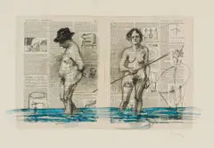 William Kentridge, Spectrometre, 2000, digital print from a charcoal drawing on a found paper spread