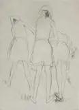 Jean Jansem, Three Figures, etching on paper