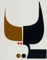 Ernst de Jong, Abstract Composition in Black and Brown, colour screenprint on paper