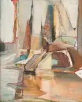 Sidney Goldblatt, Composition with Sails, oil on board