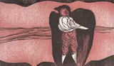 Cecil Skotnes, He Inspects the Aviary, from the White Monday Disaster portfolio, colour woodcut on paper