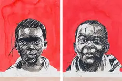 Sizwe Khoza, Vimbo (Faith, Trust, Hope); Masimba (Power), two, hand coloured screenprint on paper