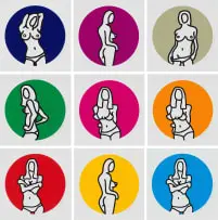 Richard Scott, This Way; Now It's Your Turn; Hello Boys; Come Here; Who Wants to Know; Come Here; Why; Hi; Show Me Yours First, nine, screenprint on paper