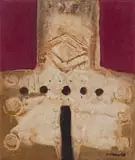 Trevor Coleman, Untitled (Abstract in Red and Brown), mixed media on canvas
