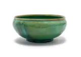 Linn Ware, Bowl with moulded rim, green-glazed earthenware