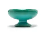 Linn Ware, Pedestal bowl with inverted rim, green-glazed earthenware