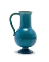 Linn Ware, Bulbous vase with tall neck, blue-glazed earthenware