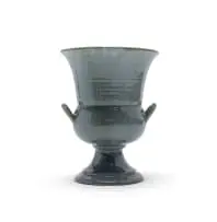 Linn Ware & Ceramic Studio, Two-handled urn-shaped pedestal vase, grey-glazed earthenware