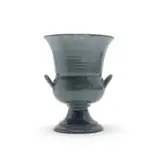 Two-handled urn-shaped pedestal vase by Linn Ware & Ceramic Studio, grey-glazed earthenware, sold May 2025