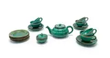 Linn Ware, Twenty-piece Tea Service, green-glazed earthenware