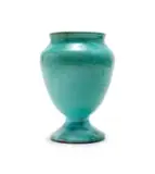 Linn Ware, Ovoid pedestal vase with flared neck, green-glazed earthenware