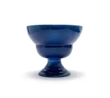 Linn Ware, Lobed pedestal vase, blue-glazed earthenware