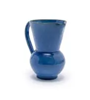 Bulbous jug with flared neck by Linn Ware & Ceramic Studio, blue-glazed earthenware, sold May 2025