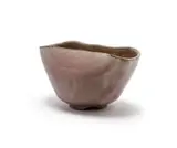 Linn Ware, Vase with folded sides, mauve-glazed earthenware