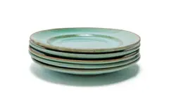 Linn Ware & Ceramic Studio, Dinner plates, five, green- and rust-glazed earthenware