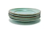 Dinner plates, five by Linn Ware & Ceramic Studio, green- and rust-glazed earthenware, sold May 2025