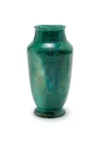 Linn Ware & Ceramic Studio, Urn-shaped vase, green-glazed earthenware