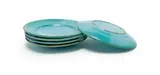 Side plates, five by Linn Ware & Ceramic Studio, turquoise- green- and rust-glazed earthenware, sold May 2025