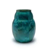 Linn Ware & Ceramic Studio, Lobed vase, iridescent blue- and green-glazed earthenware