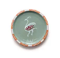Linn Ware, Plate, painted with bird and 'Elli'