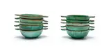Soup bowls, ten by Linn Ware & Ceramic Studio, green- and rust-glazed earthenware, sold May 2025