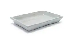 Large rectangular dish by Linn Ware, white-glazed earthenware, sold May 2025