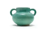 Linn Ware, Two-handled bulbous vase, turquoise- and green-glazed earthenware