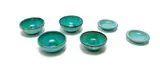 Small bowls, in sizes, six by Linn Ware & Ceramic Studio, green-, turquoise- and rust-glazed earthenware, sold May 2025