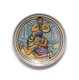 Linn Ware, Plate, painted with two figures, painted and glazed white earthenware