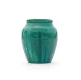 Linn Ware, Ovoid-shaped vase, green-glazed earthenware